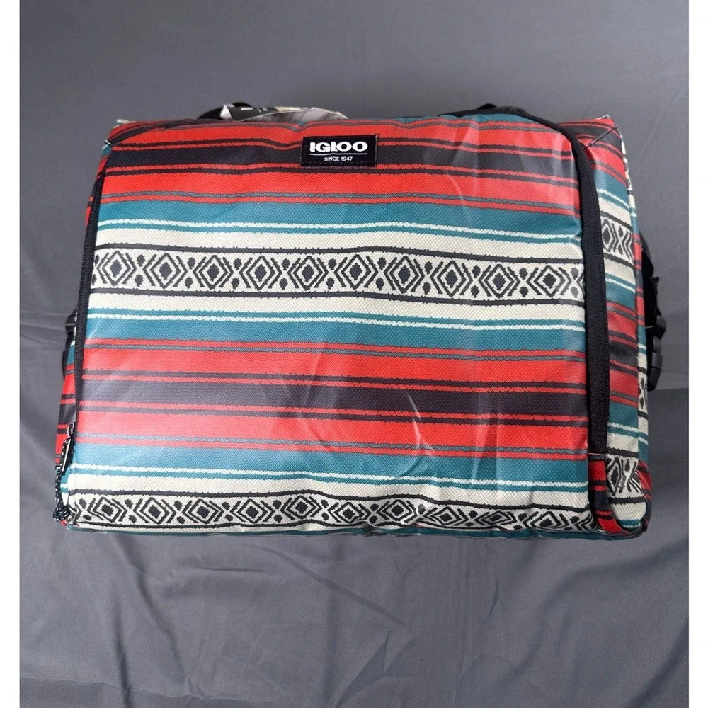 Igloo MaxCold 36 Can Snapdown Cooler Bag Red Blanket Stripe Southwestern Pattern